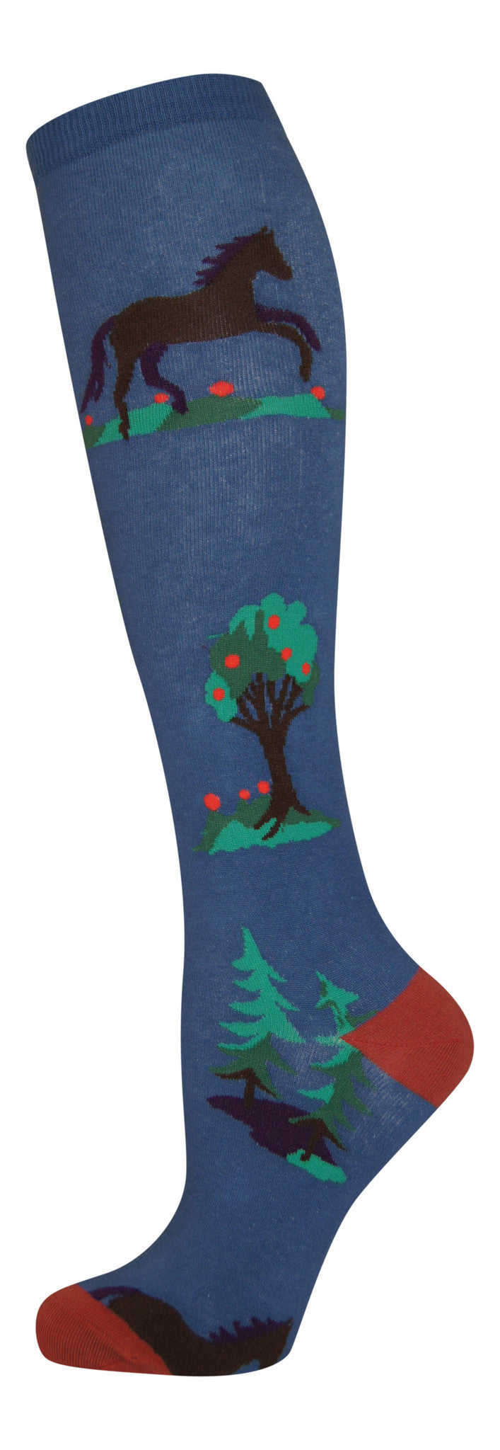 "Horses & Trees" cotton-rich knee sock from lucky7socks.com